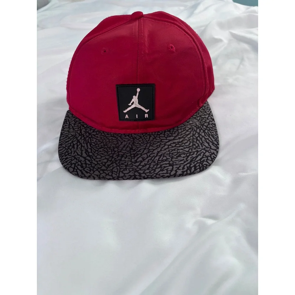Jordan Air Jumpman Youth Snapback Hat Red Black Elephant Print Cap 617847-R78